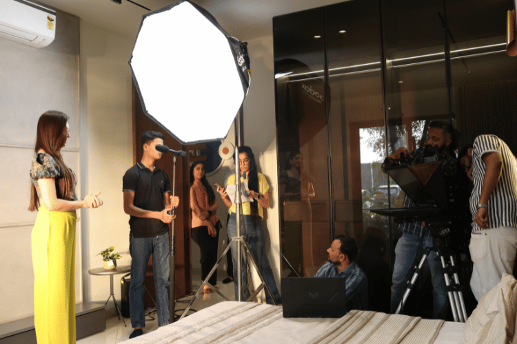 Filming an industrial setting for a corporate video in Vadodara
