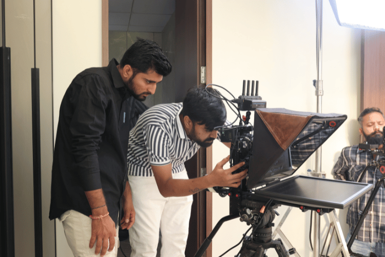 Behind-the-scenes shot of a corporate video production by top makers in Vadodara